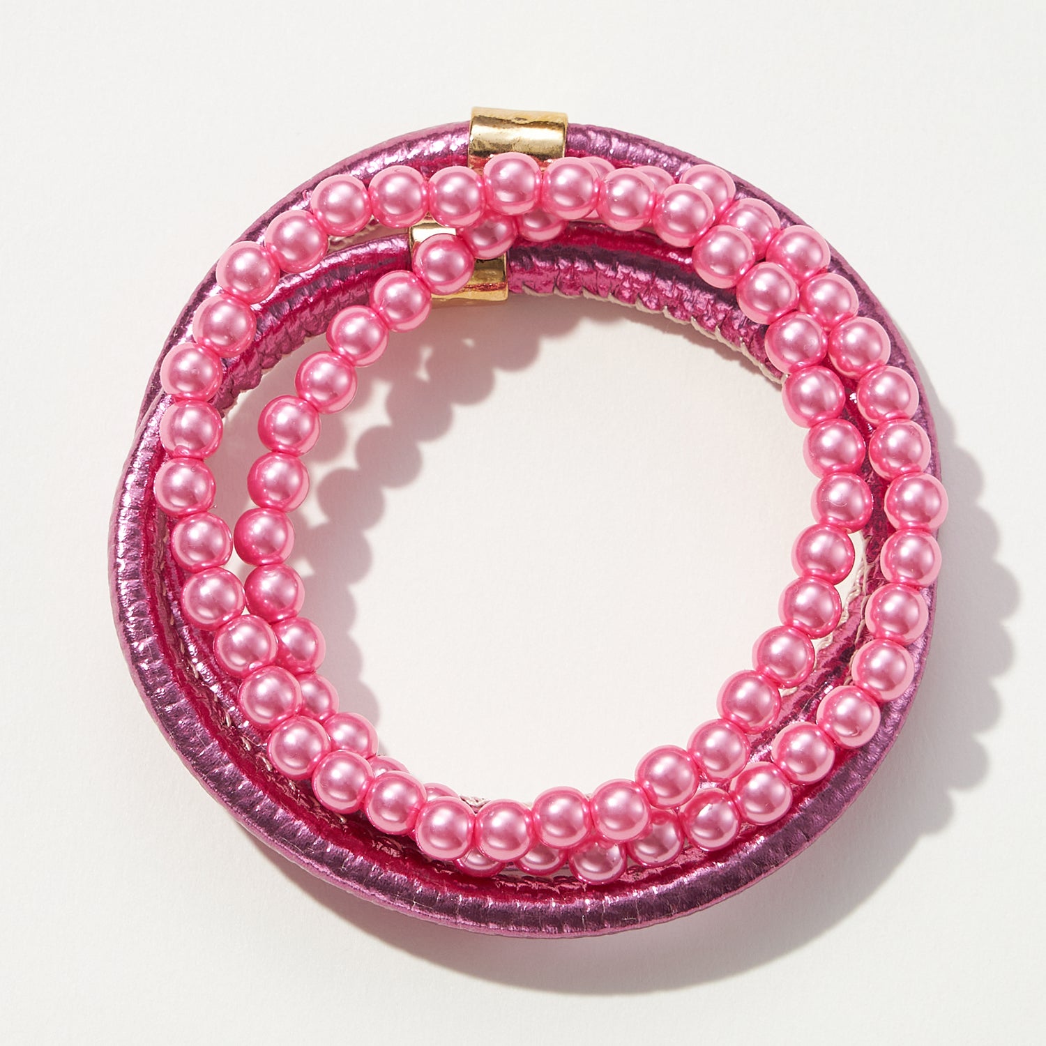Glitter Pearl PU Tube Bangle Bracelet 4pcs