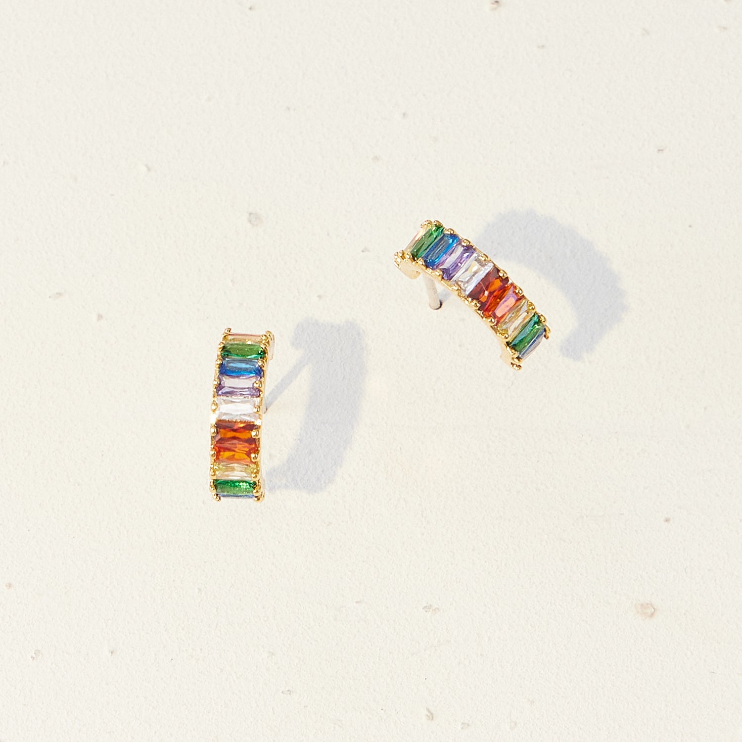 Sparkling Rhinestone Gold-Dipped Hoop Earrings