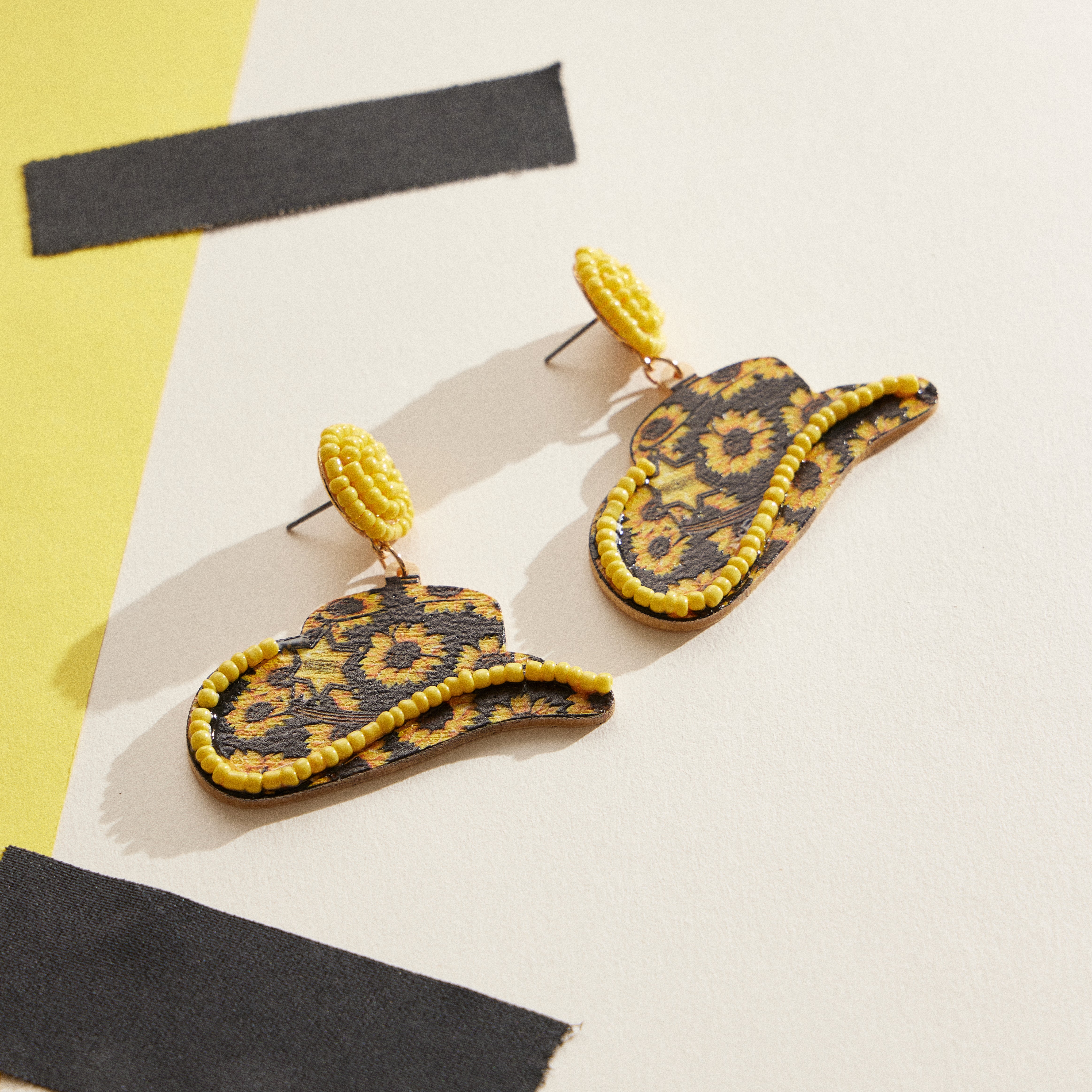 WOODEN WESTERN HAT EARRING