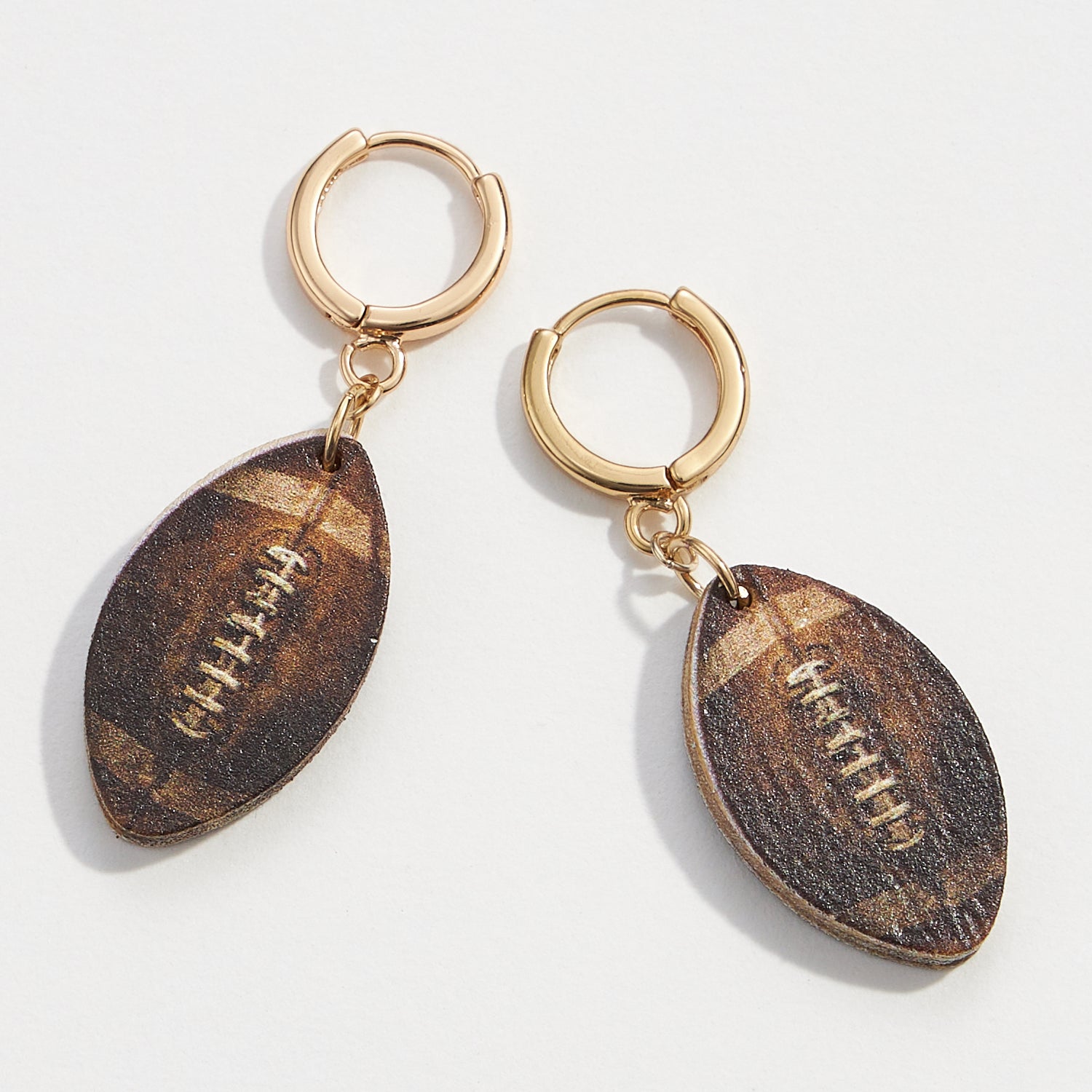 Wooden Sport Ball Hoop Earrings