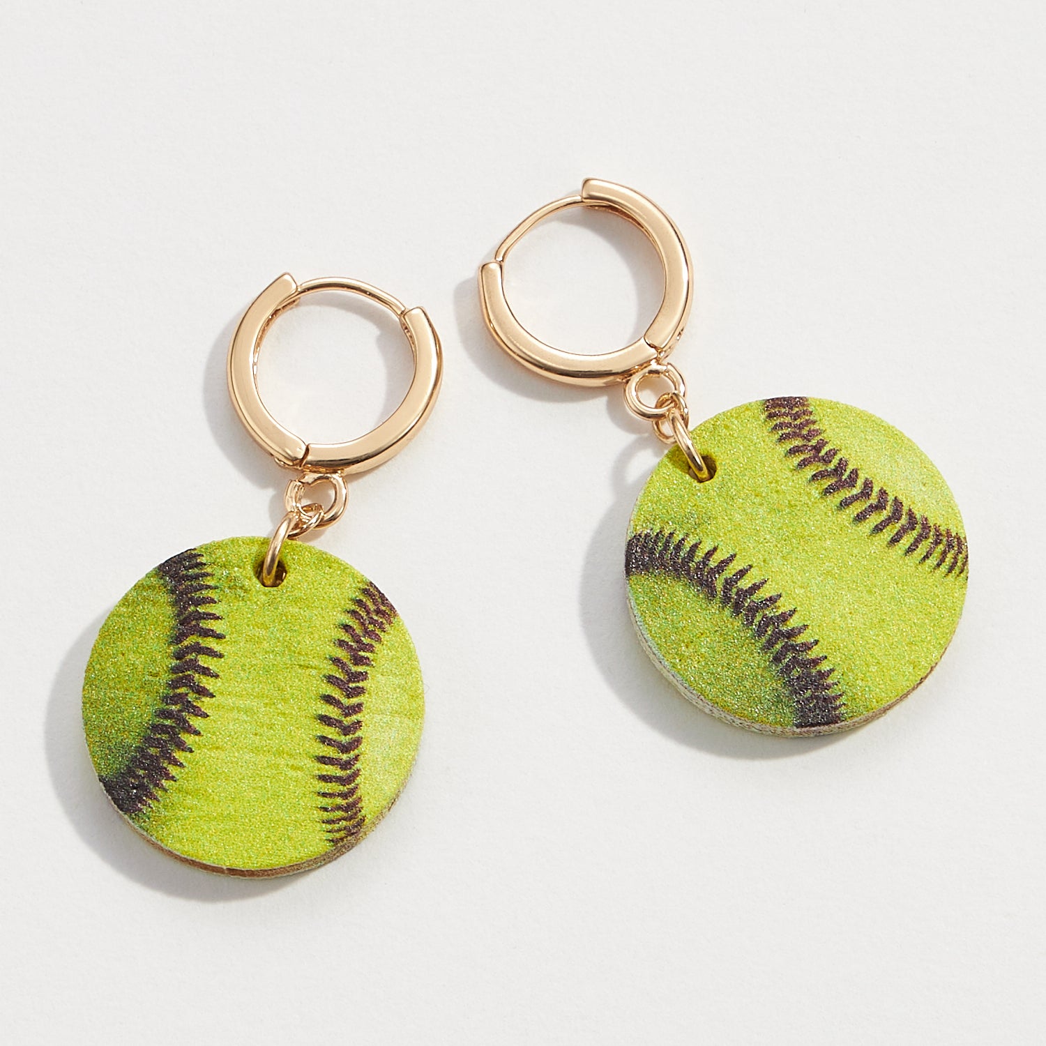 Wooden Sport Ball Hoop Earrings