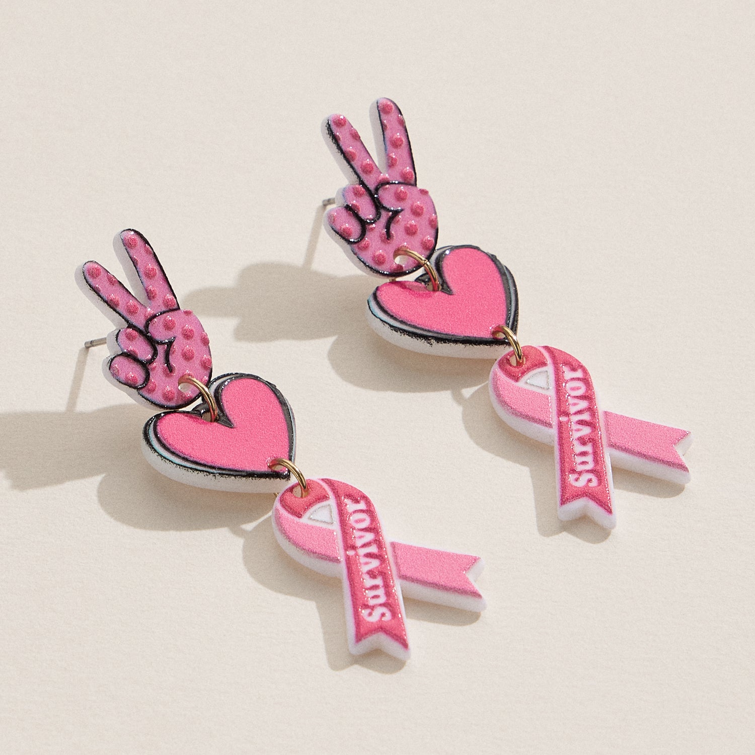 Acrylic Earrings with Survivor Ribbon Design