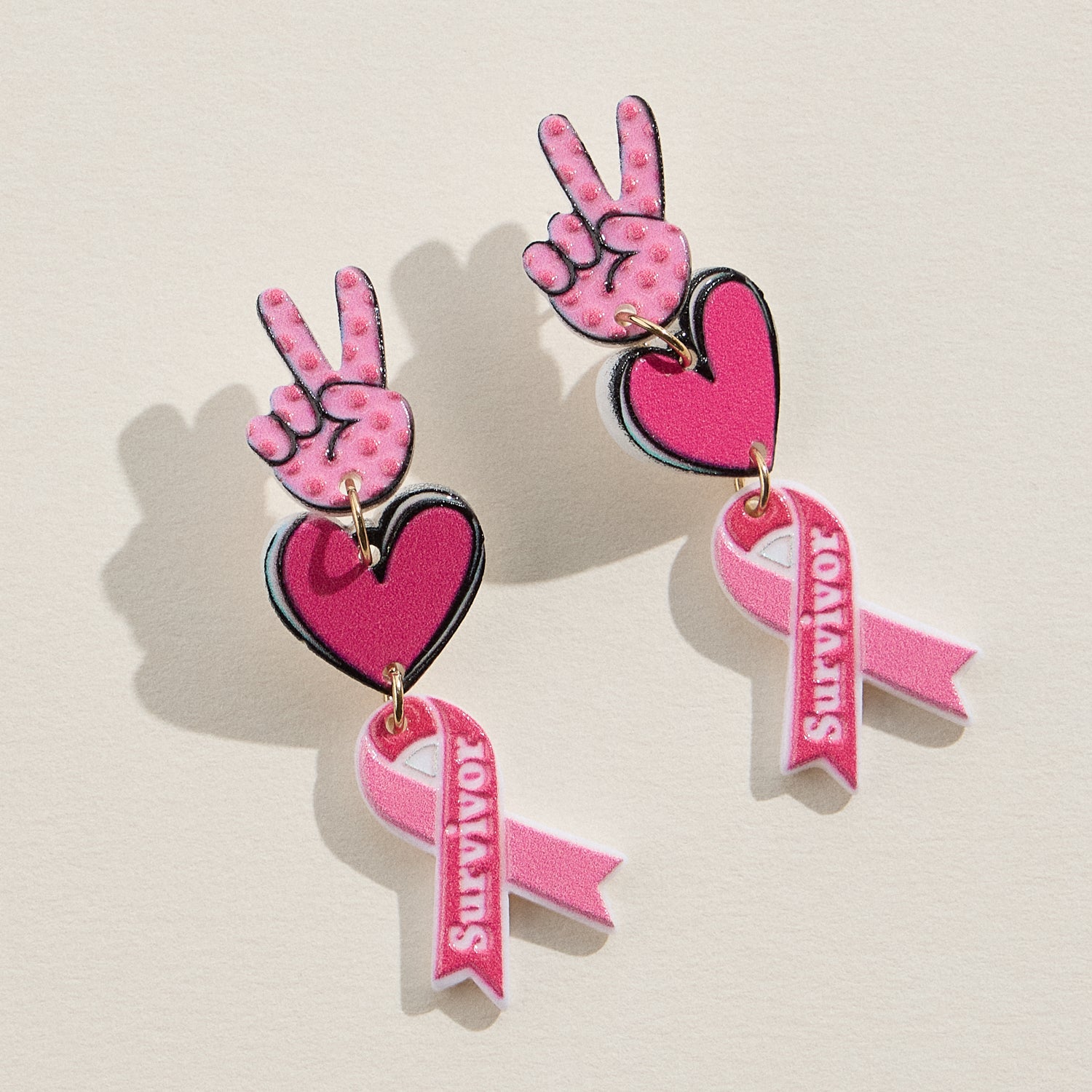 Acrylic Earrings with Survivor Ribbon Design