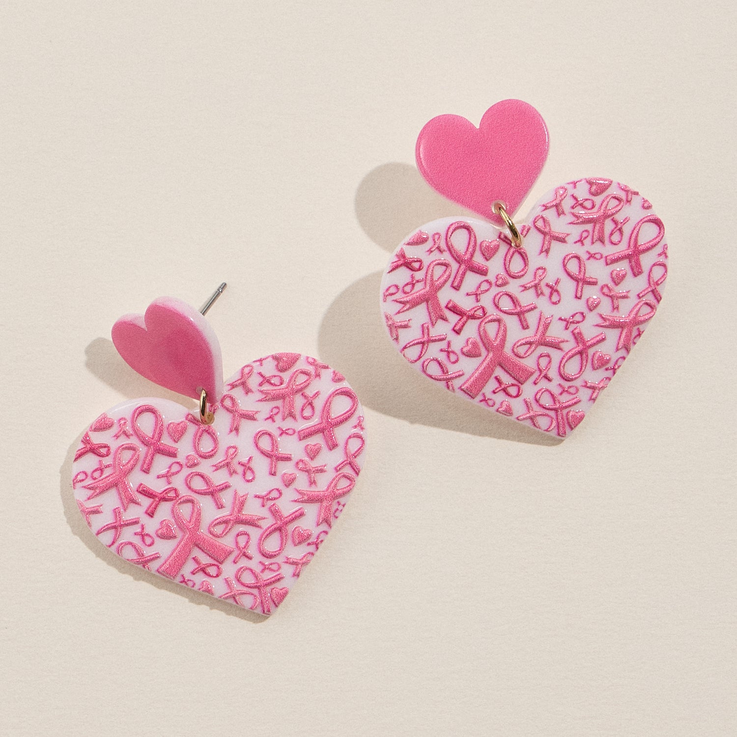 Ribbon Motif Heart Earrings