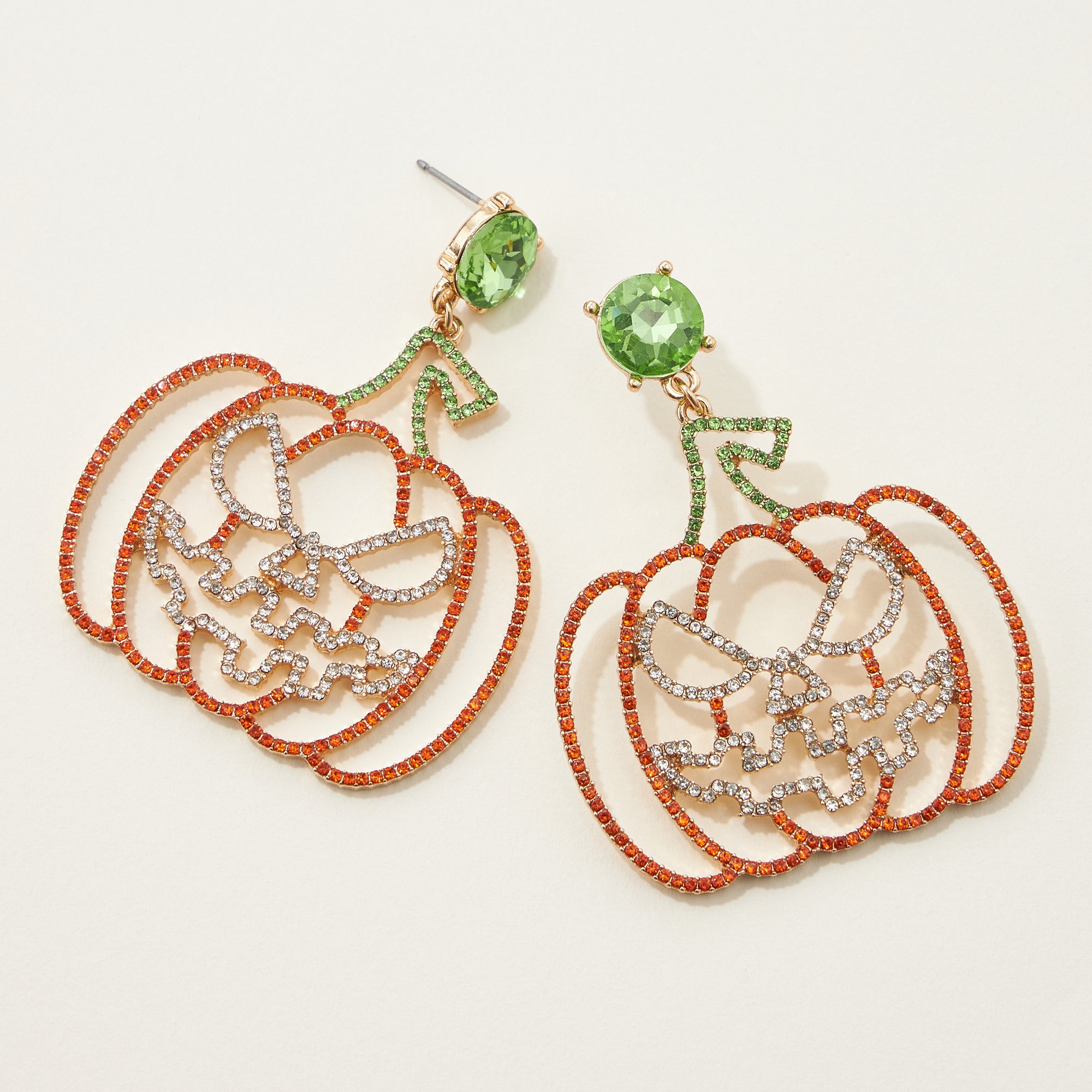 Halloween Pumpkin Rhinestone Earrings