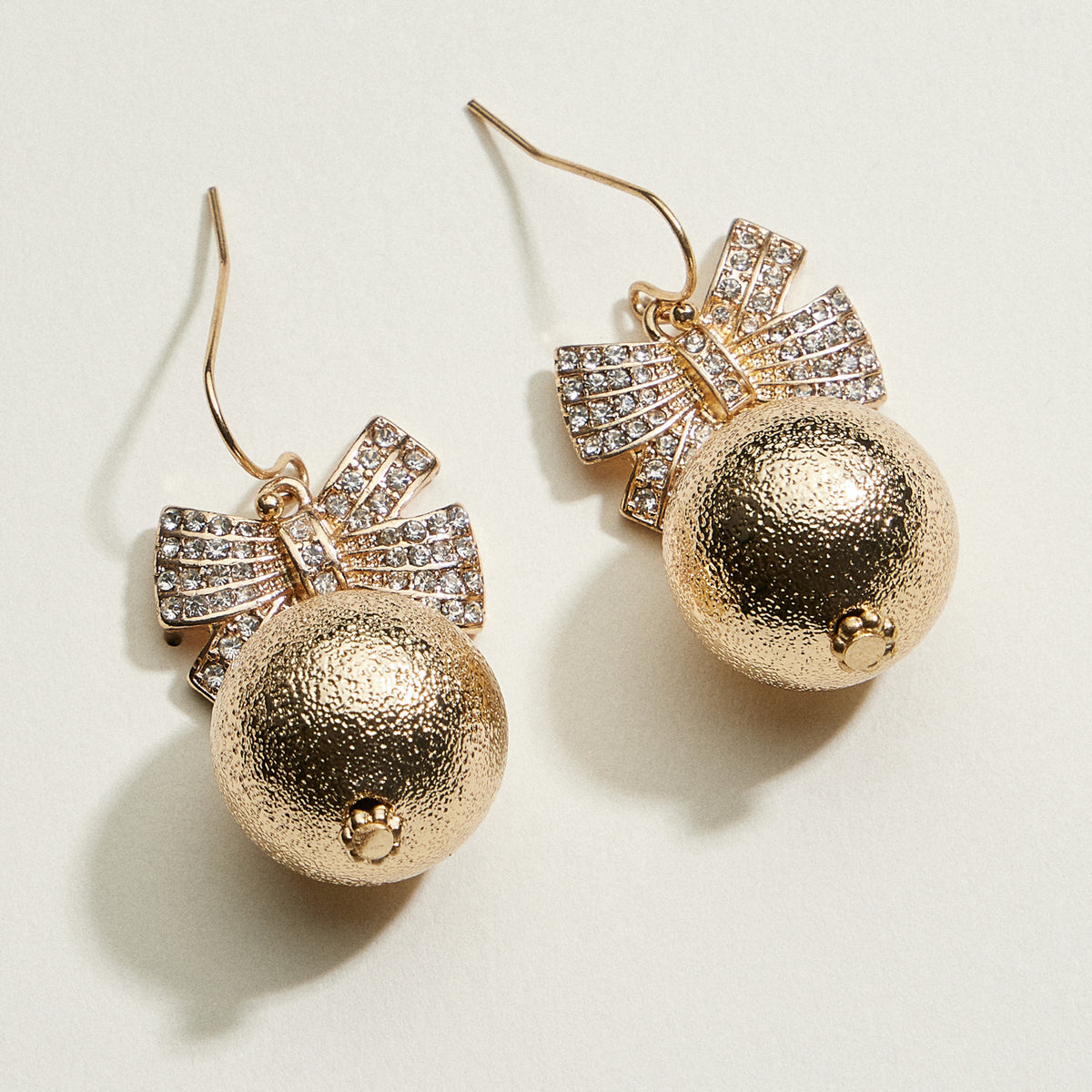 Christmas Ribbon Ball Drop Earrings | Holiday Christmas Jewelry