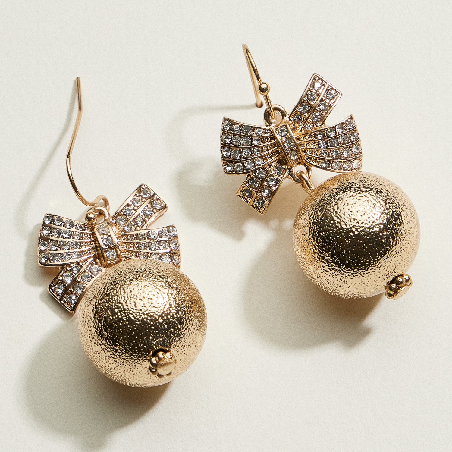 Christmas Ribbon Ball Drop Earrings | Holiday Christmas Jewelry