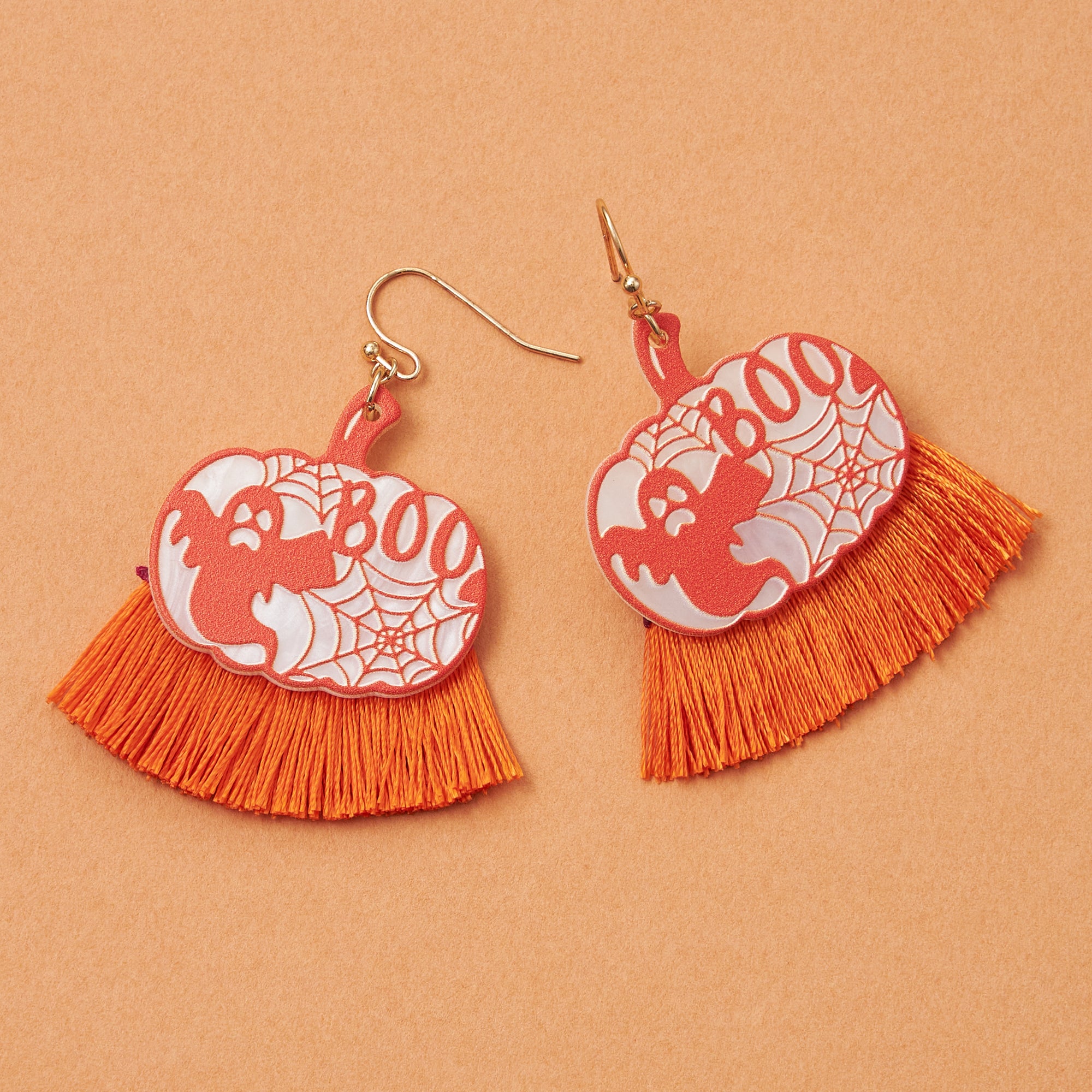 Pumpkin Boo Ghost Resin Earrings