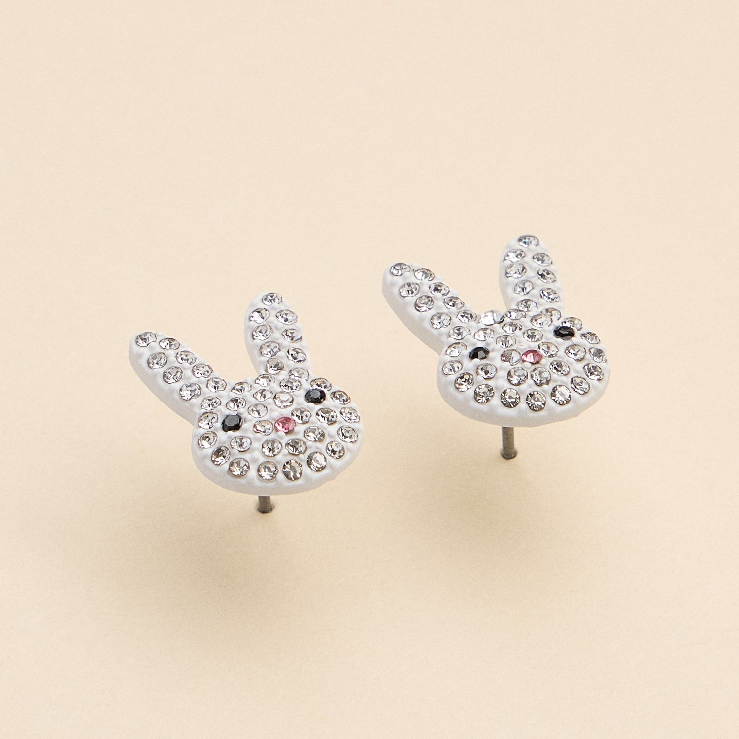 Crystal Bunny Enamel Stud Earrings