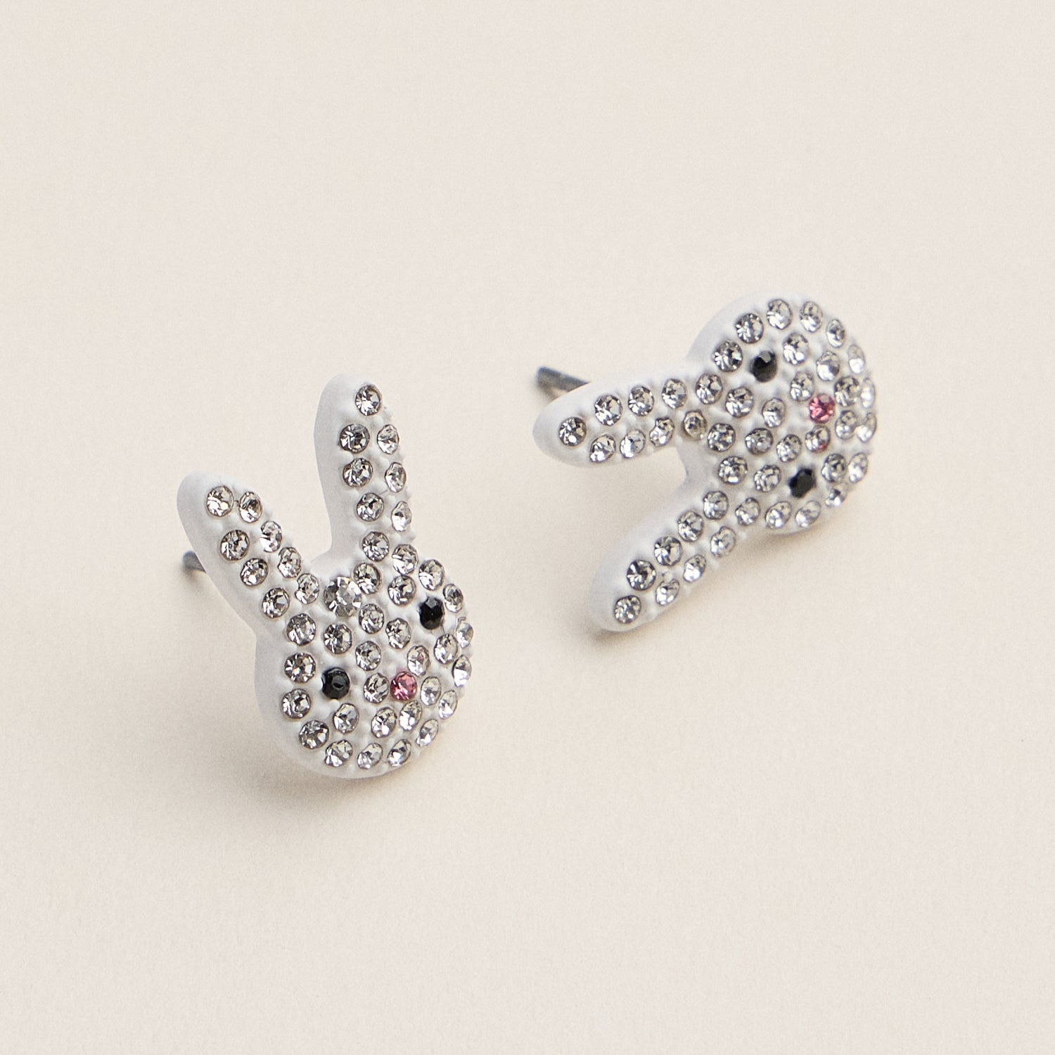 Crystal Bunny Enamel Stud Earrings