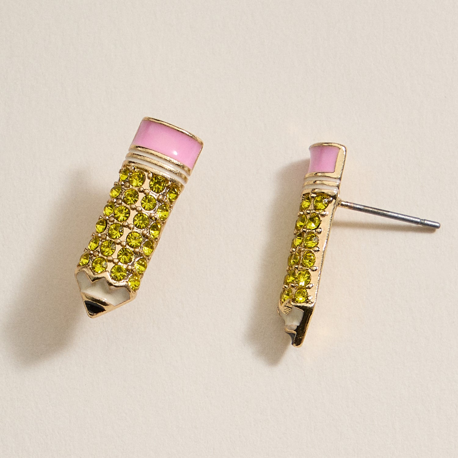 Pave Pencil Post Earrings for Teacher's Day