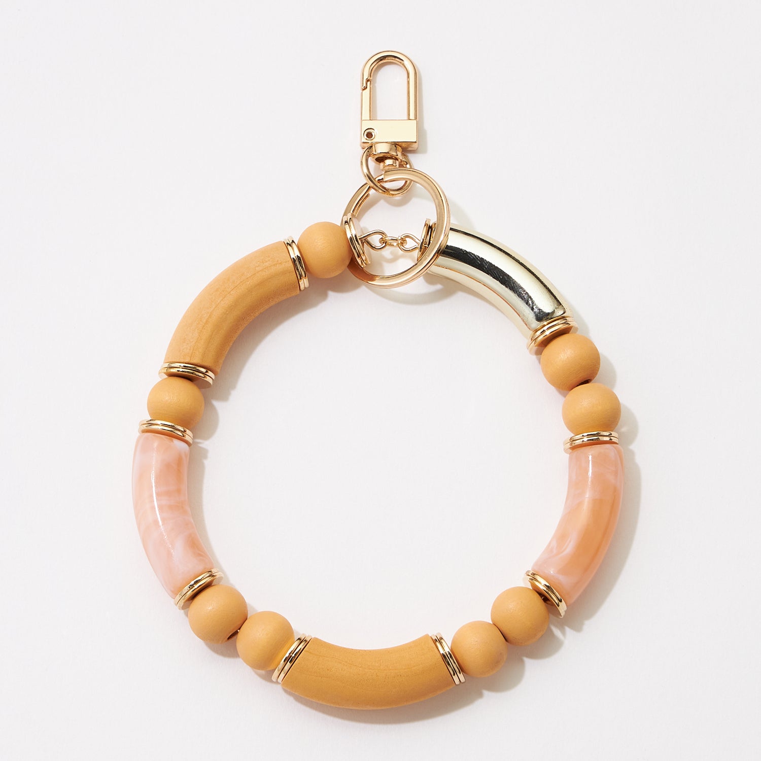 Resin Wood Mixed Wrist Keychain