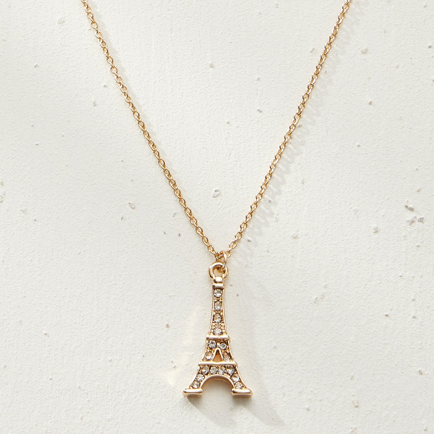 Delicate Stone-Paved Eiffel Tower Necklace