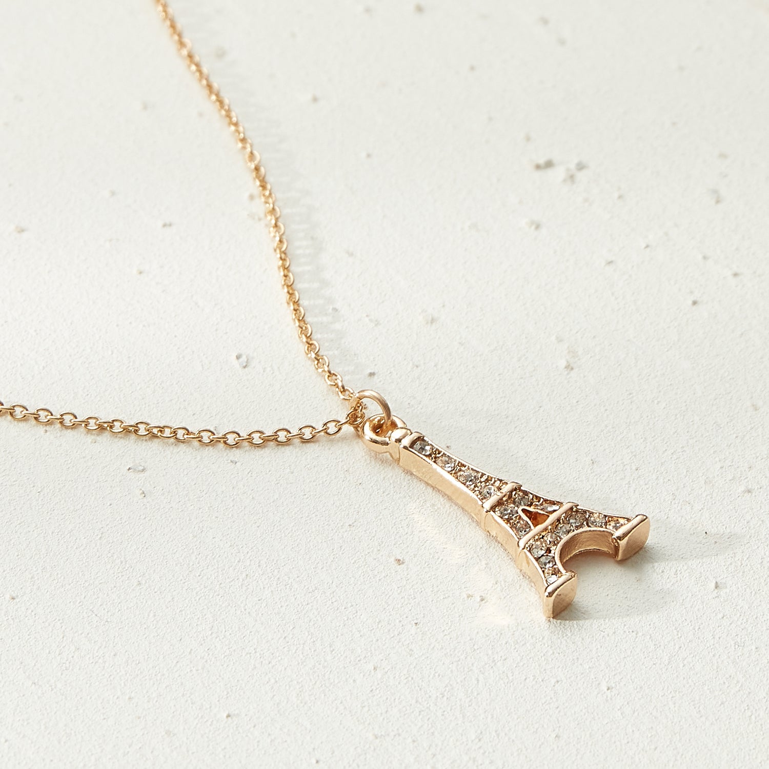 Delicate Stone-Paved Eiffel Tower Necklace