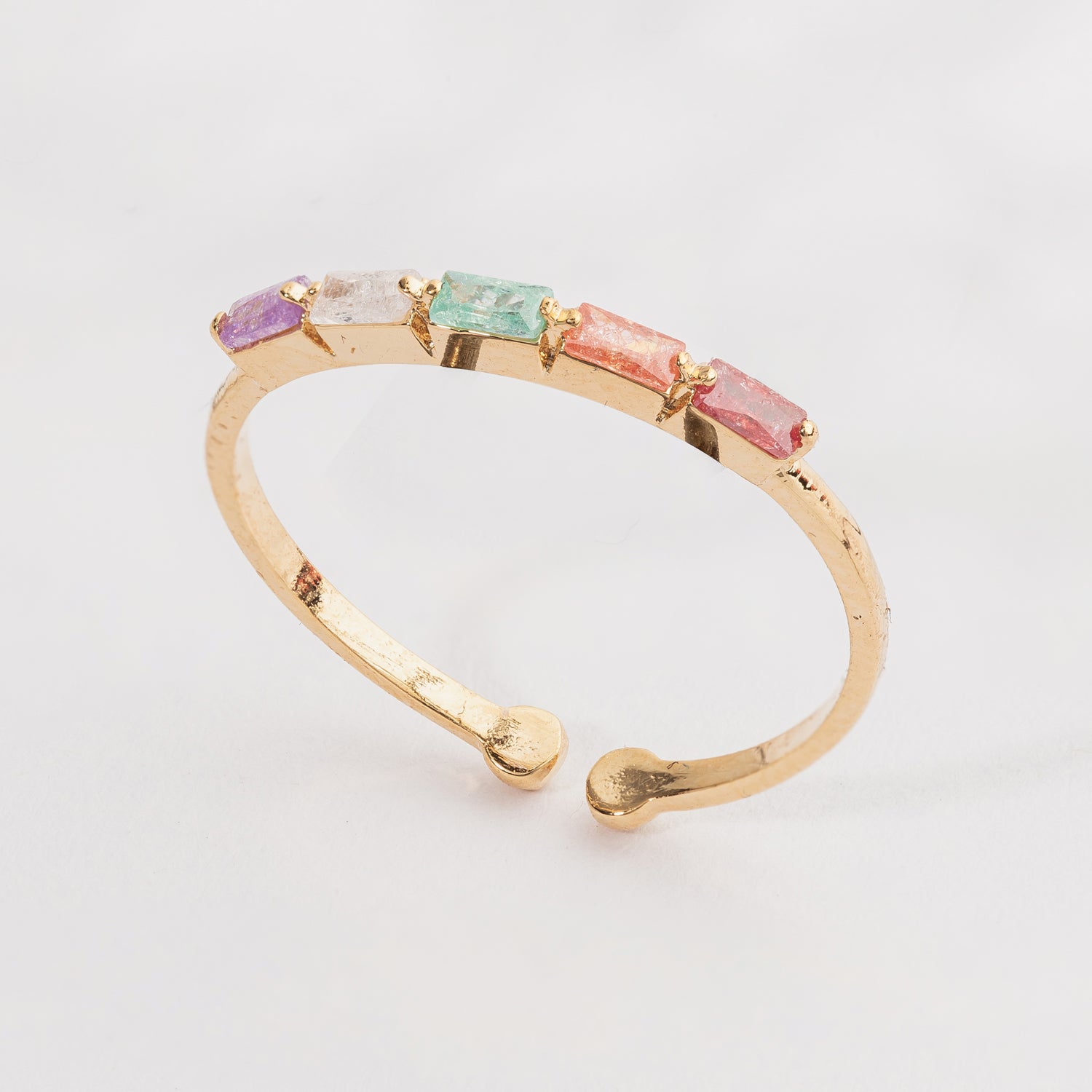 Multi-Colored Frosted Glass Adjustable Ring