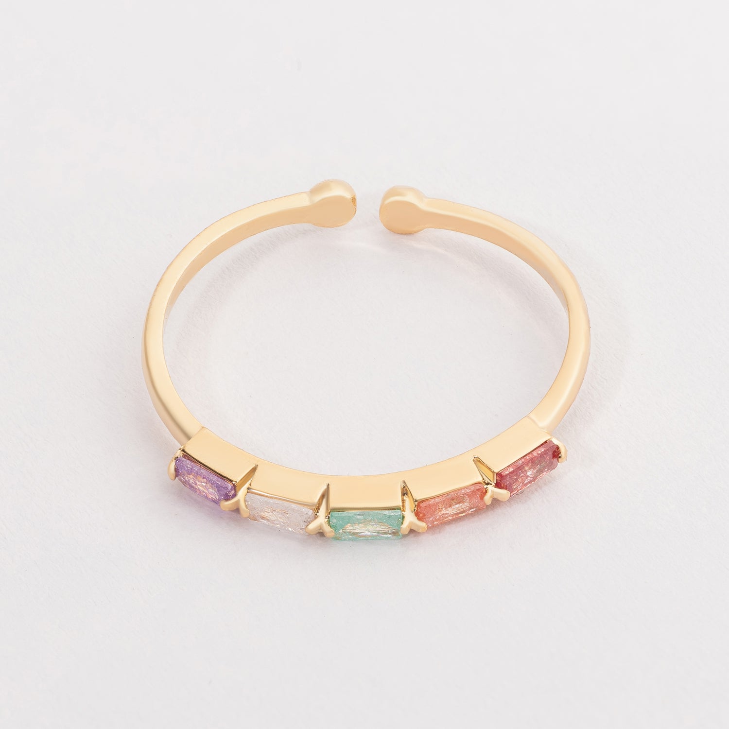 Multi-Colored Frosted Glass Adjustable Ring