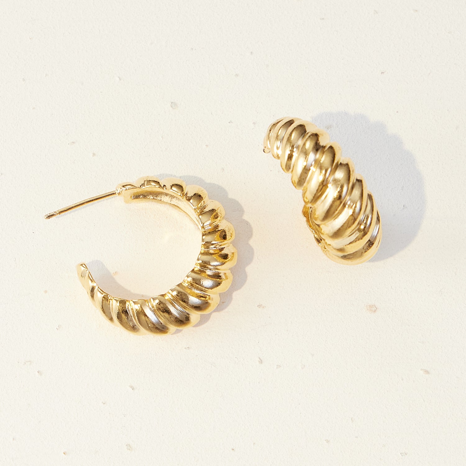 Bold Croissant  Gold Dipped Stud Earrings