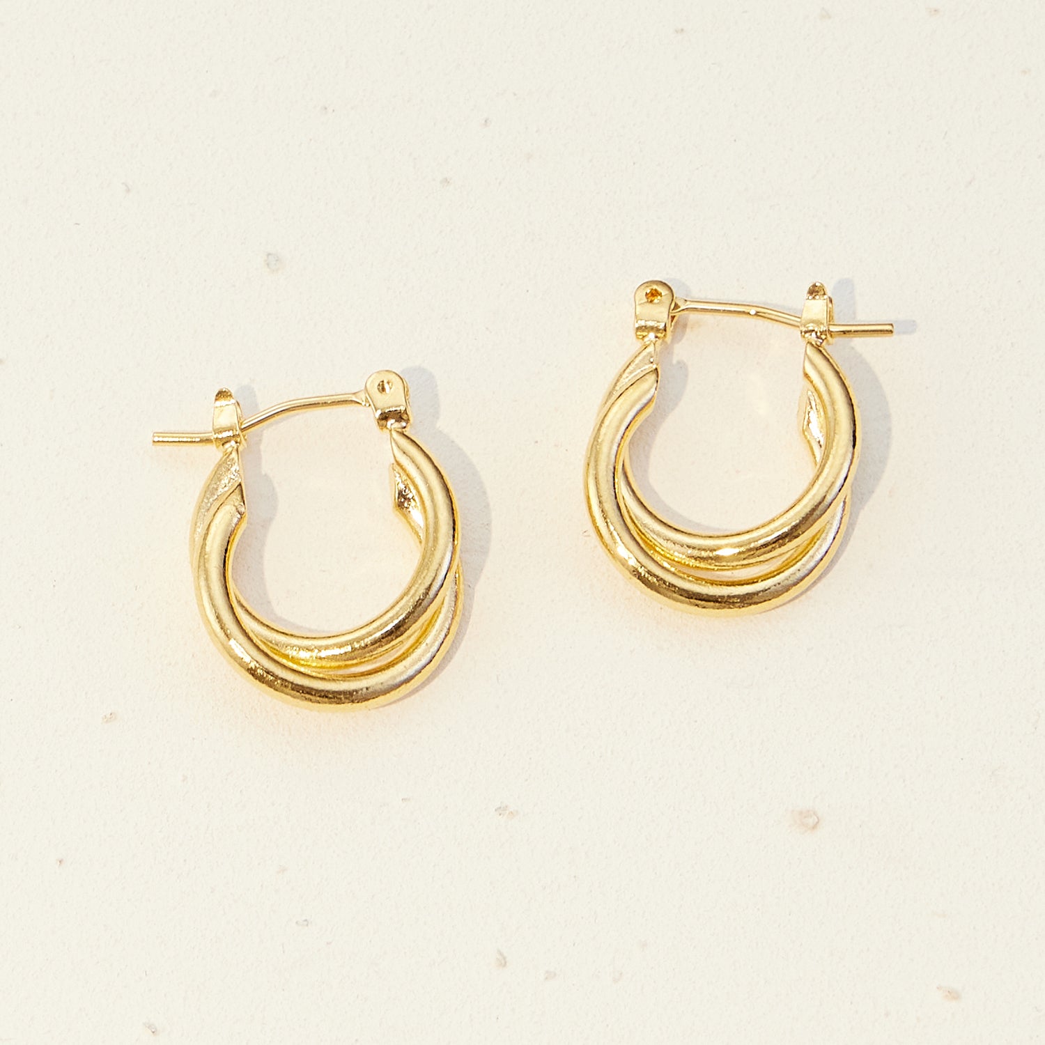 Timeless Basic Crossover Gold-Dipped Huggie Earrings