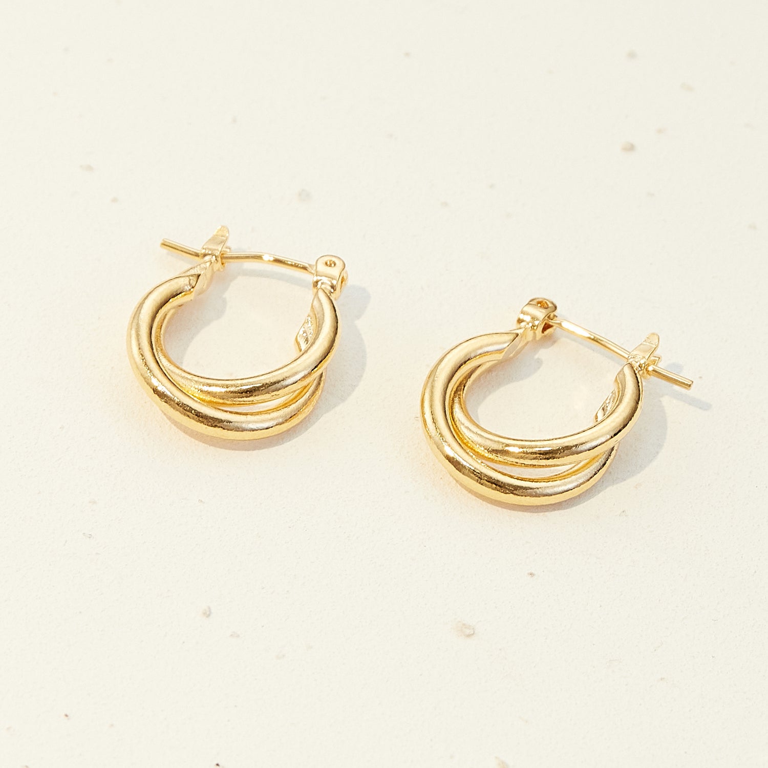 Timeless Basic Crossover Gold-Dipped Huggie Earrings