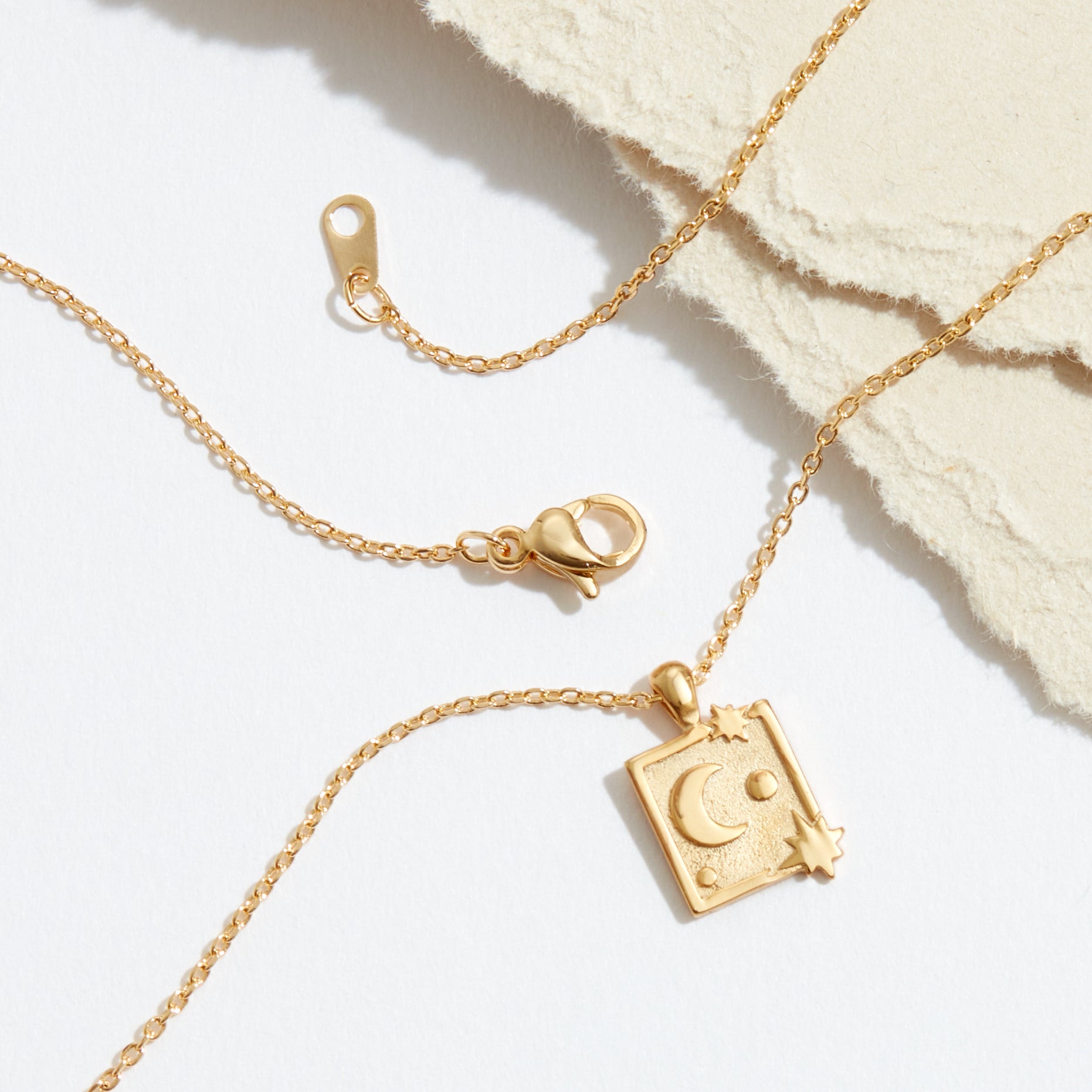 Gold Moon and Star Book Pendant Necklace
