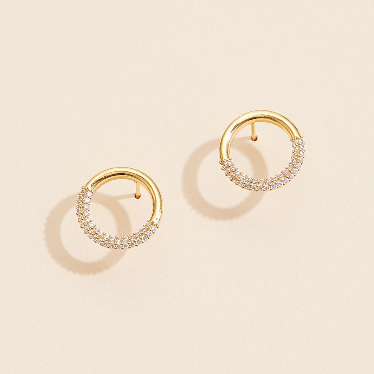 Gold Crystal Pave Hoop Earrings – Dainty Circle