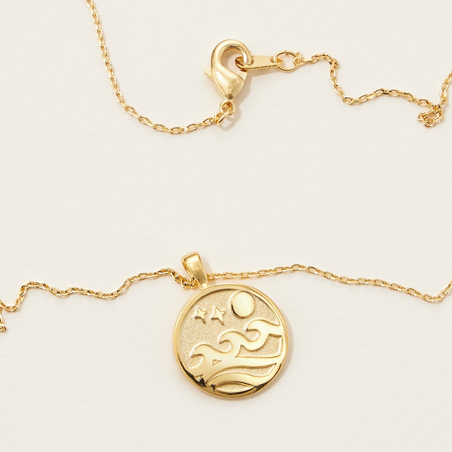 Gold Ocean Wave Pendant Necklace
