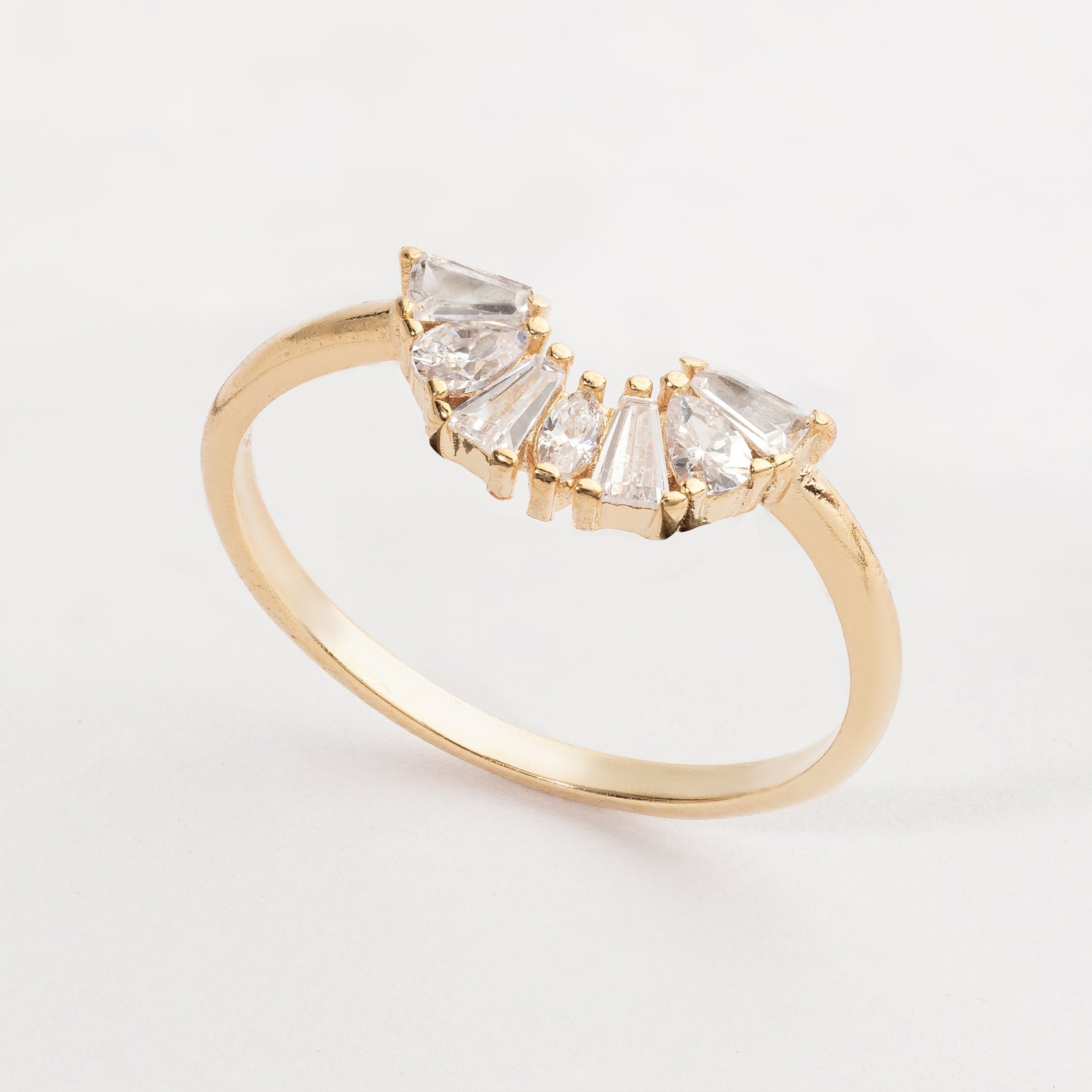 Clear Crystal Gold Dipped Ring