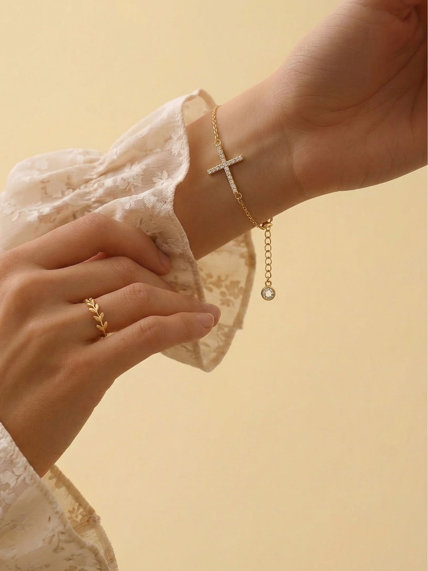 Gold Filled CZ Cross Bracelet