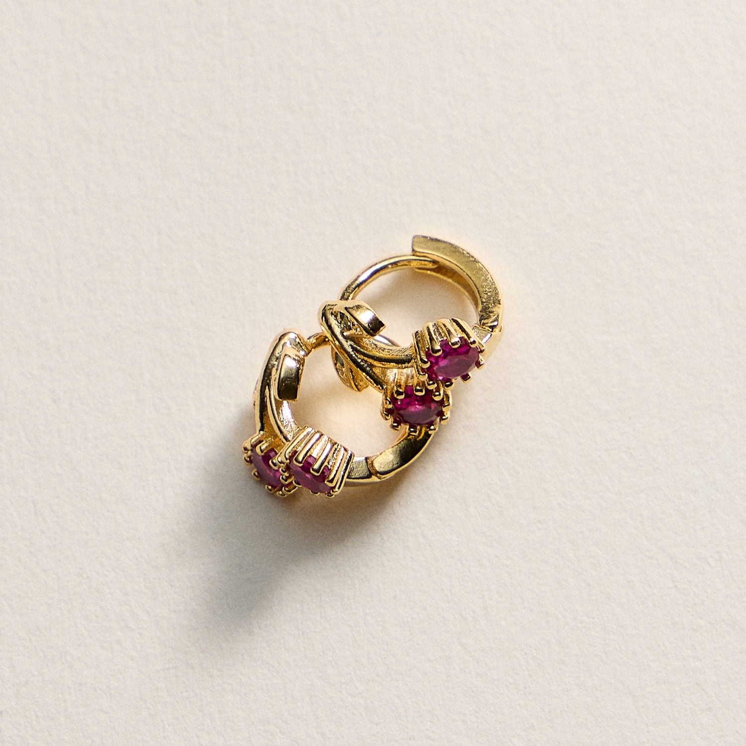 Gold-Dipped Ruby & Emerald Flower Stud Earrings – Made in Korea