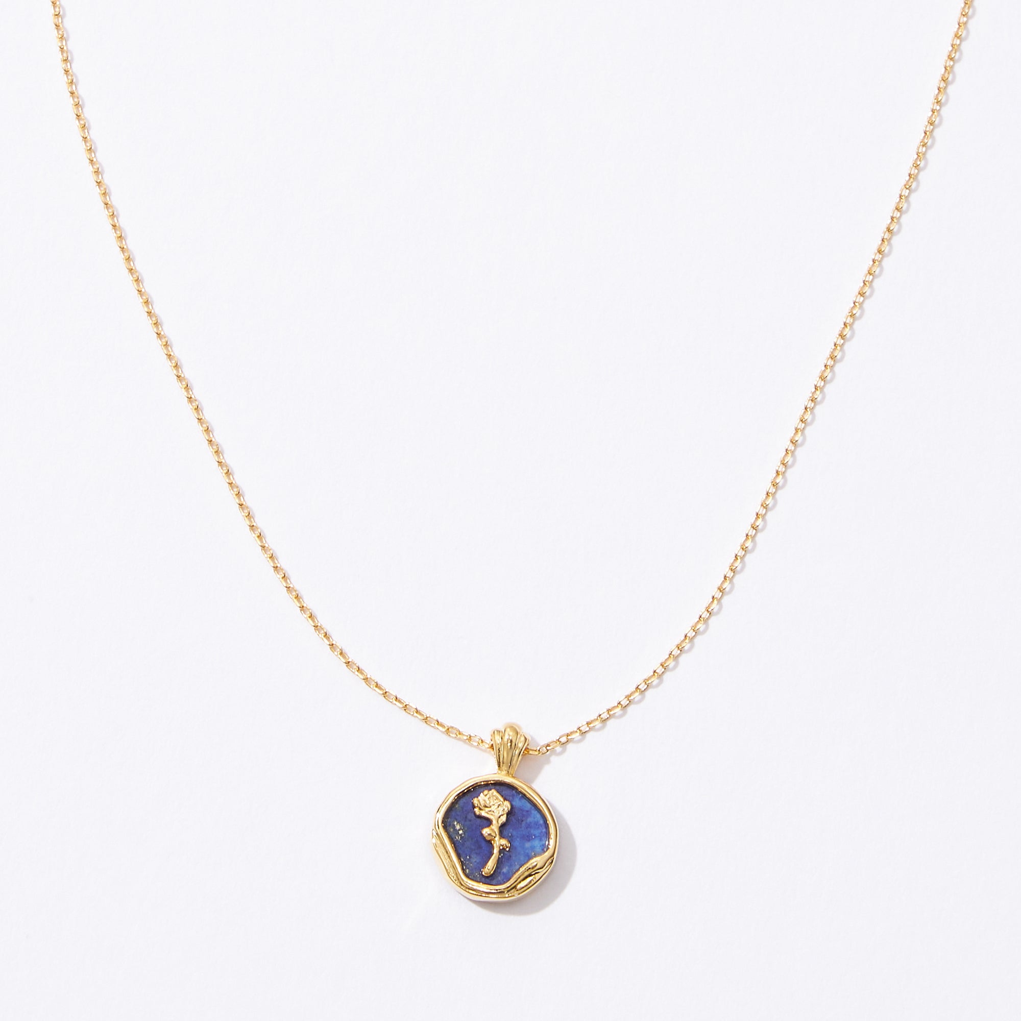 Gold Dipped Rose with Natural Stone Pendant Necklace
