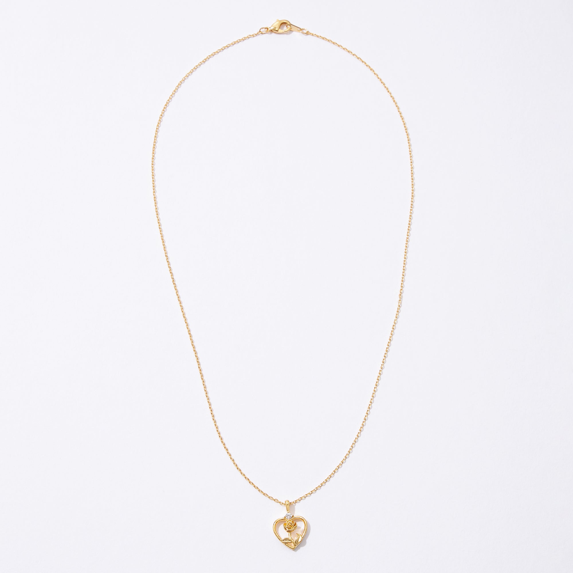 Gold Dipped Heart Rose Pendant Necklace