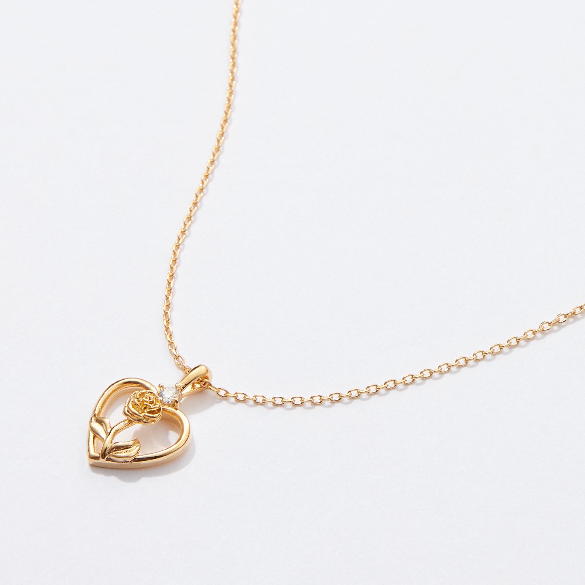 Gold Dipped Heart Rose Pendant Necklace