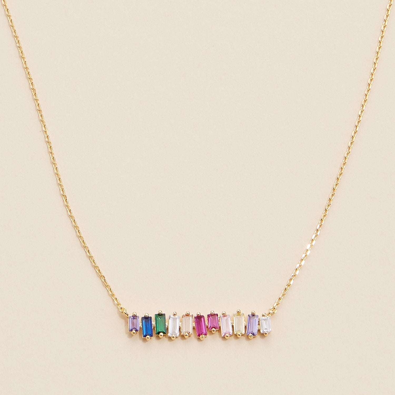 Gold-Dipped Glass Stone Charm Necklace
