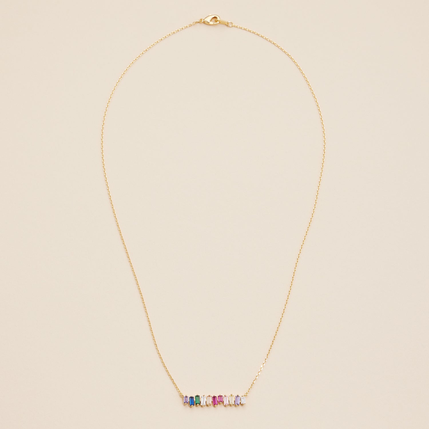 Gold-Dipped Glass Stone Charm Necklace