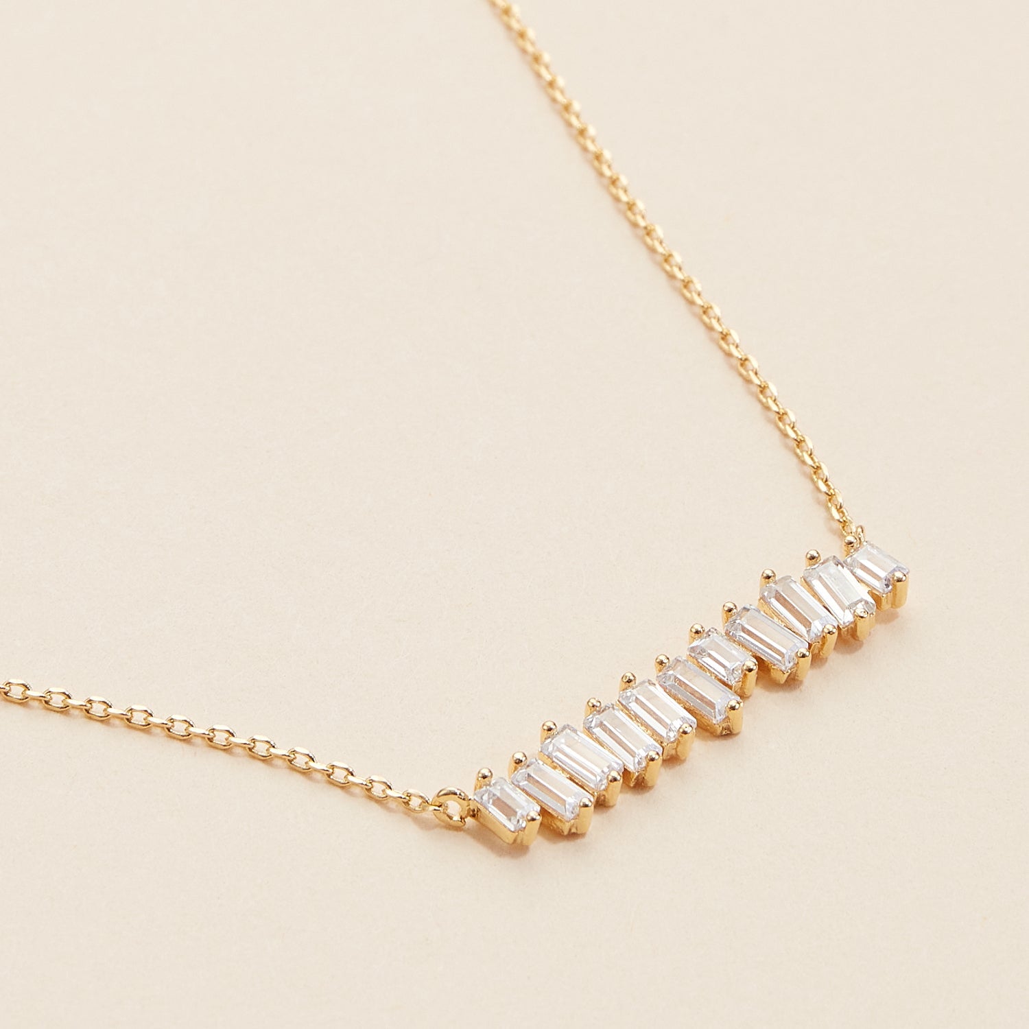 Gold-Dipped Glass Stone Charm Necklace