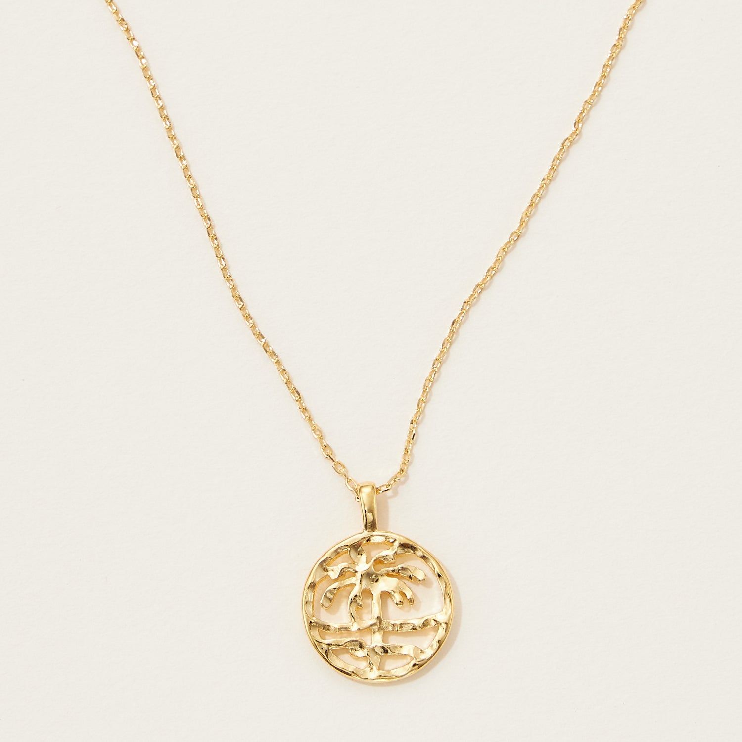 Gold Dipped Palm Tree Pendant Necklace