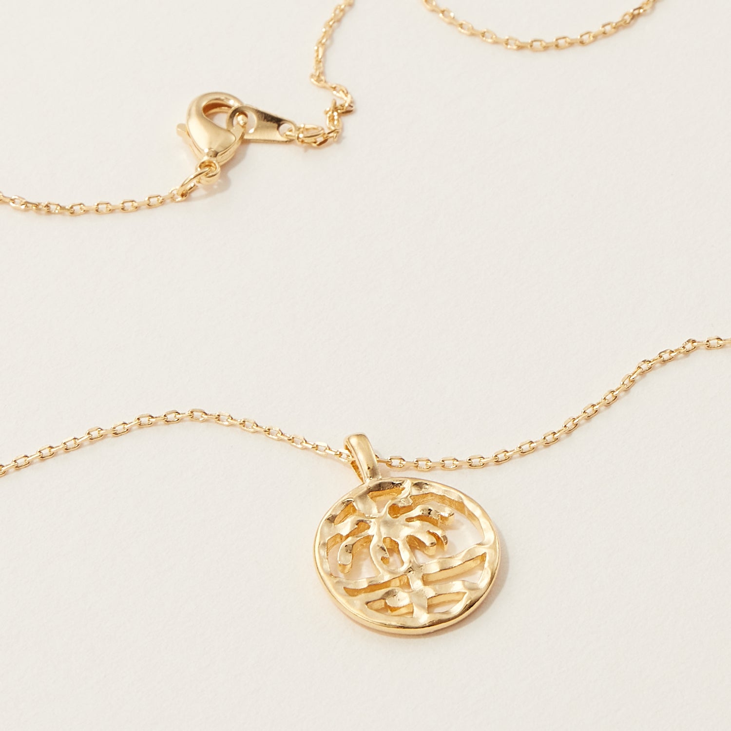 Gold Dipped Palm Tree Pendant Necklace