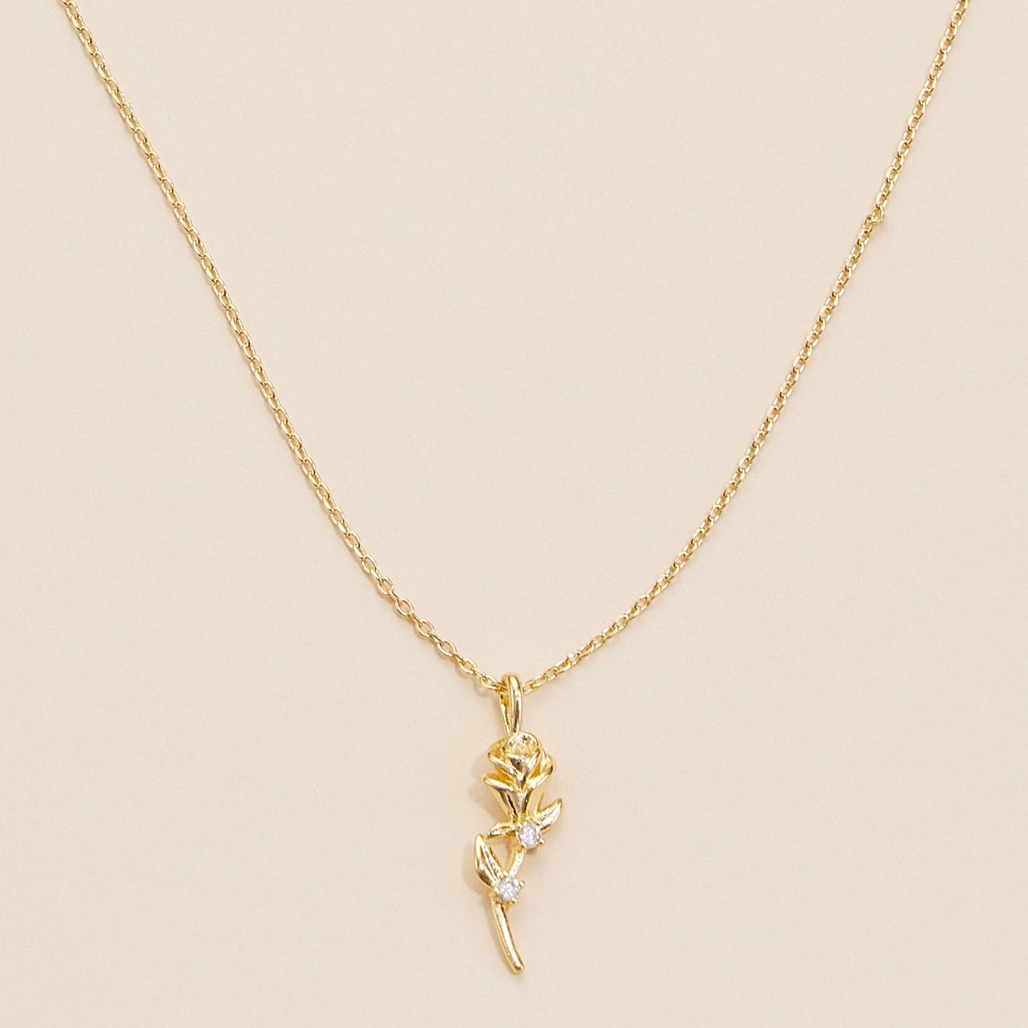 Gold-Dipped Rose Charm Necklace