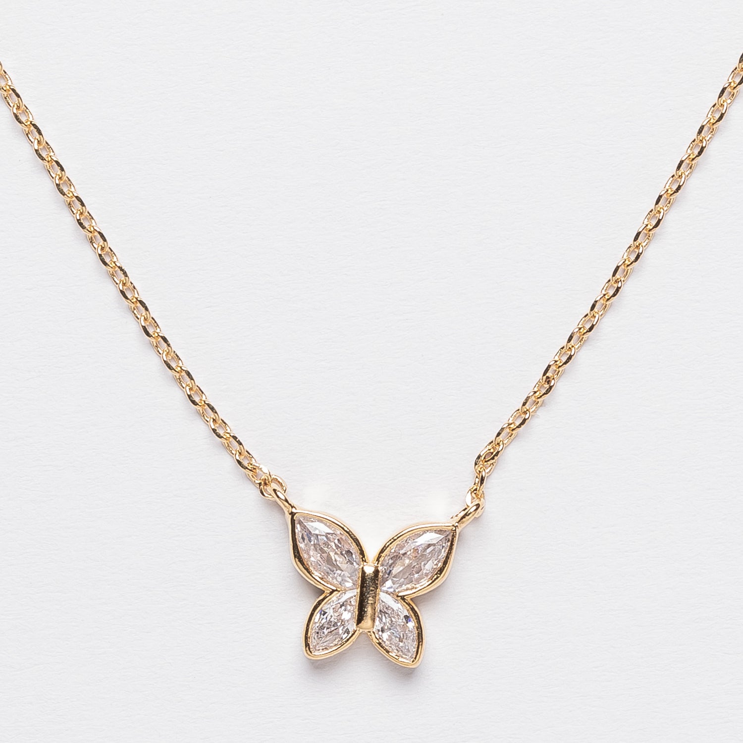 Clear Butterfly Pendant Necklace