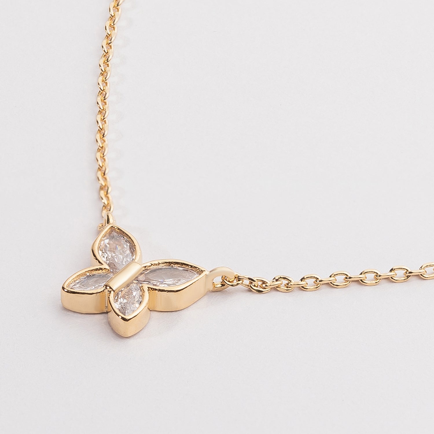 Clear Butterfly Pendant Necklace