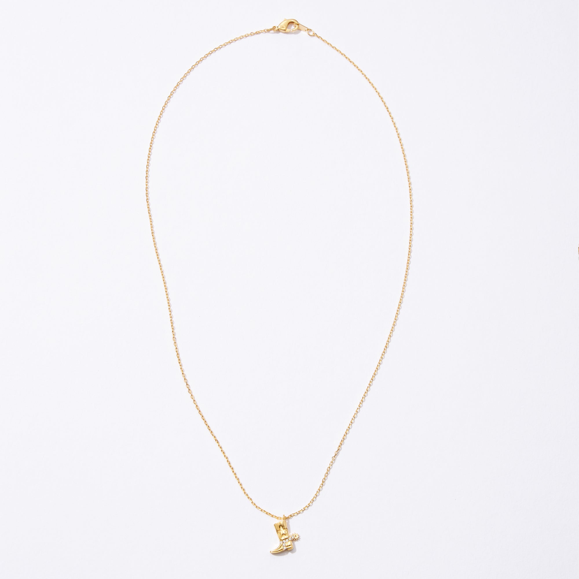 Gold Dipped Petite Western Boot Pendant Necklace