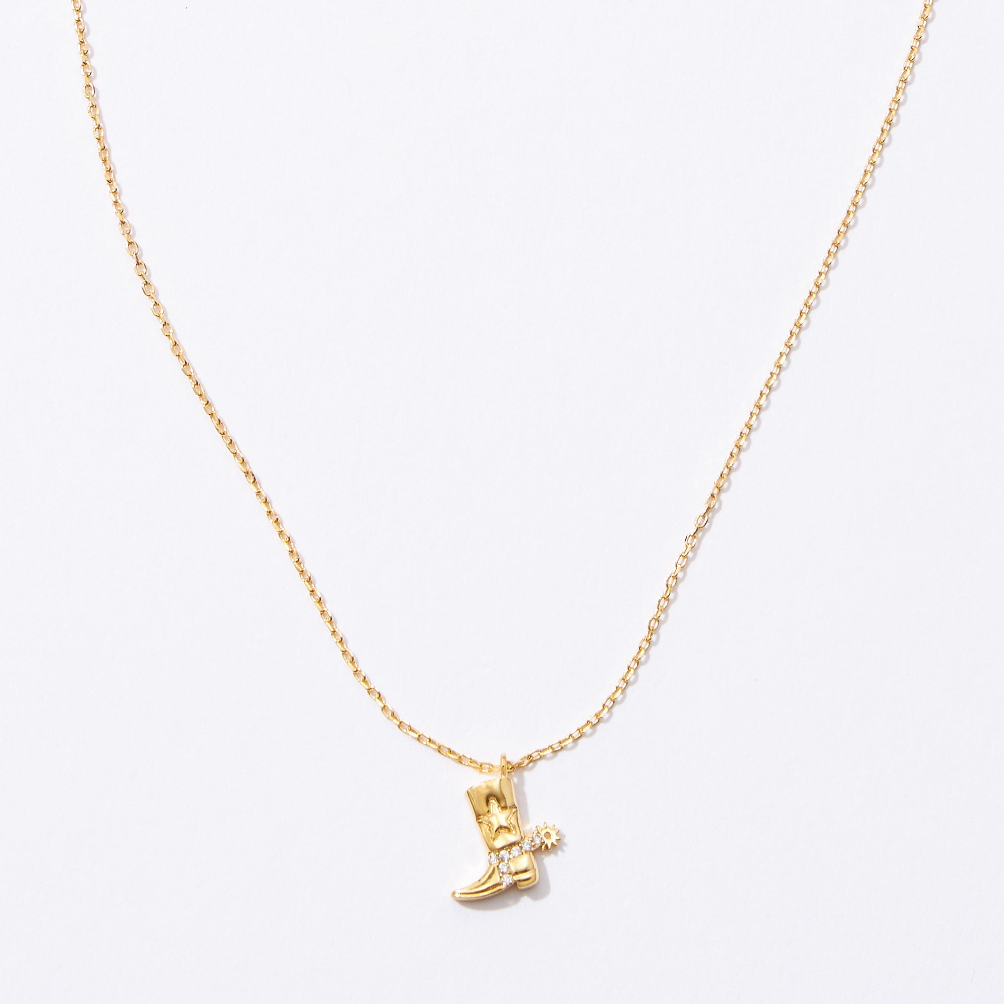 Gold Dipped Petite Western Boot Pendant Necklace