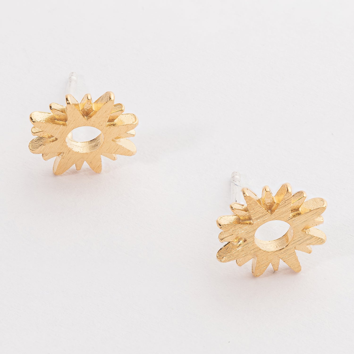 Sunburst 18K Gold Dipped Post Earring