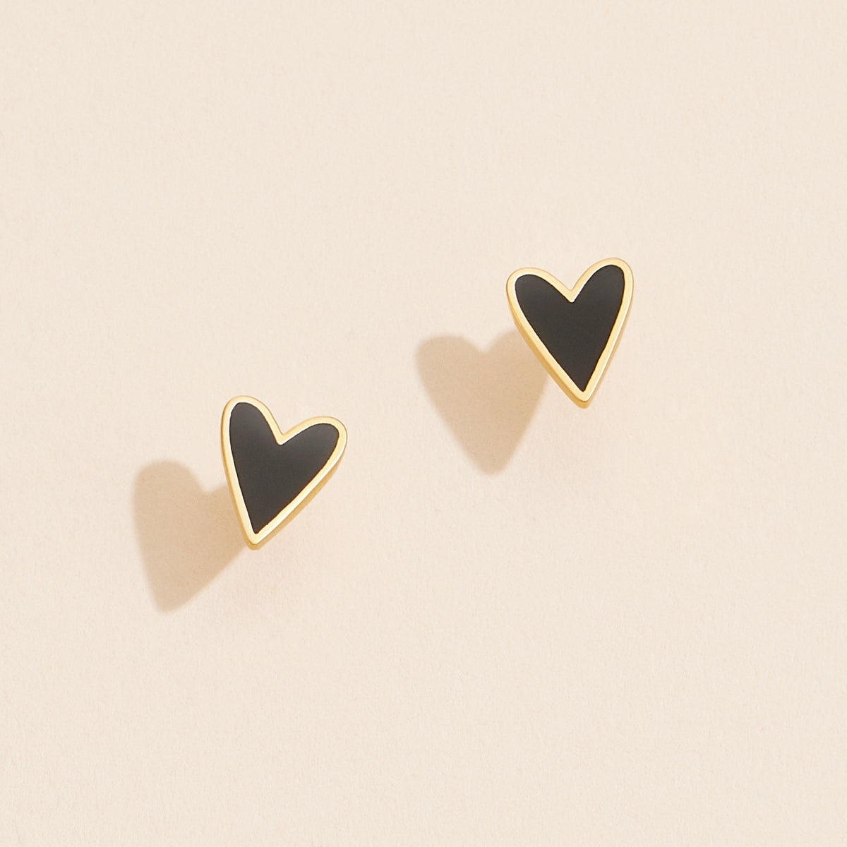 Enamel Heart 18K Gold-Plated Stud Earrings
