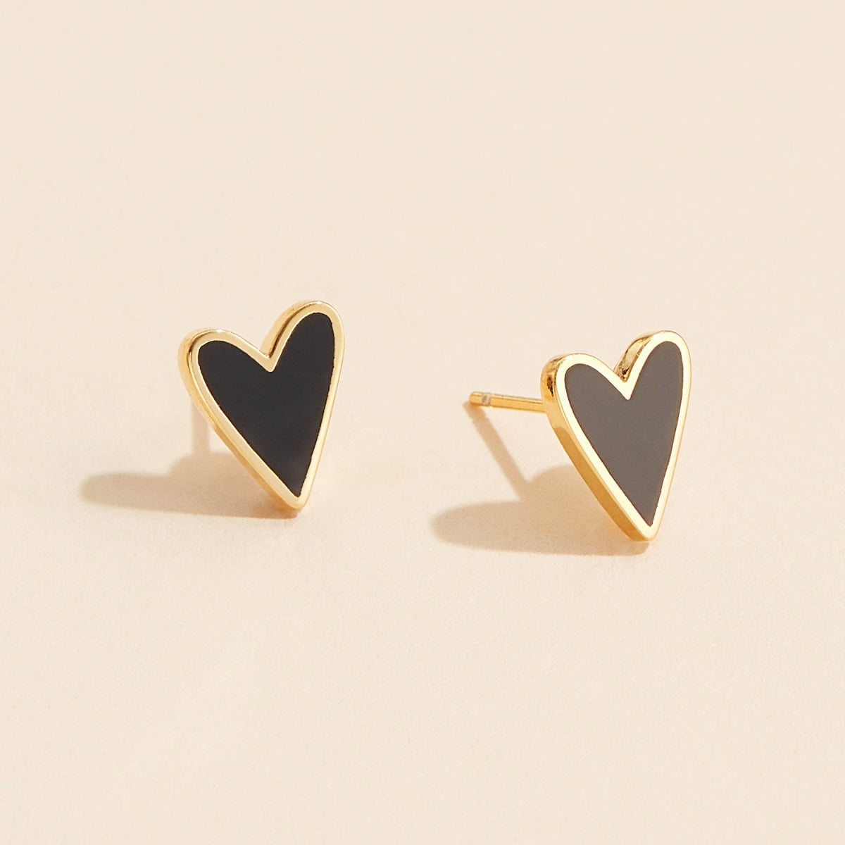 Enamel Heart 18K Gold-Plated Stud Earrings