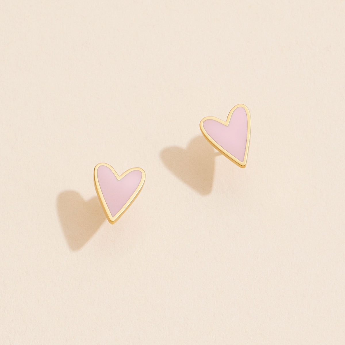 Enamel Heart 18K Gold-Plated Stud Earrings