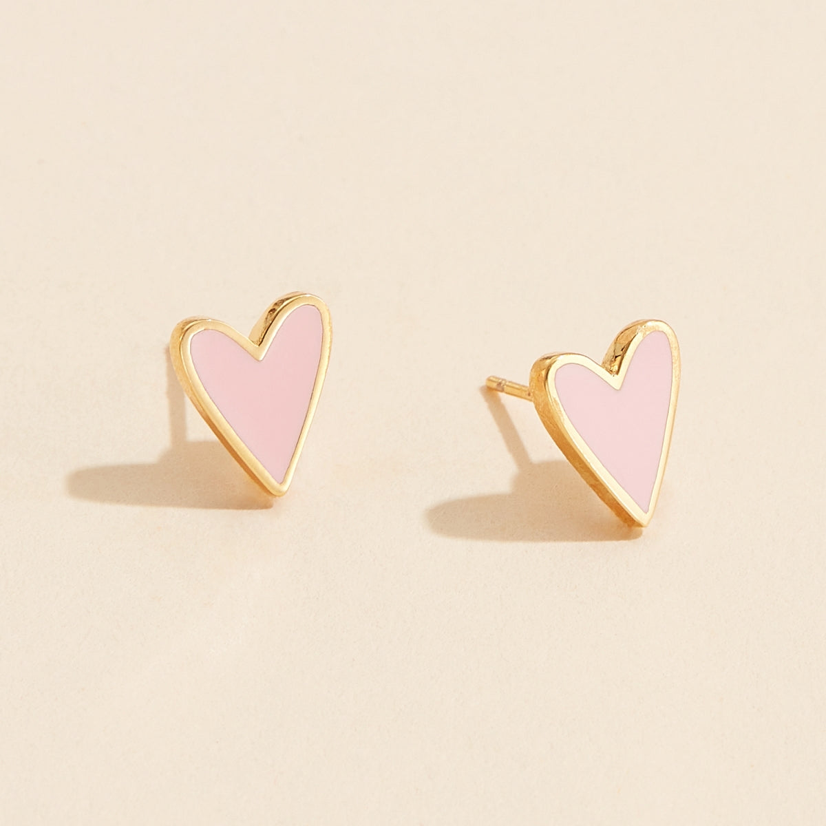Enamel Heart 18K Gold-Plated Stud Earrings