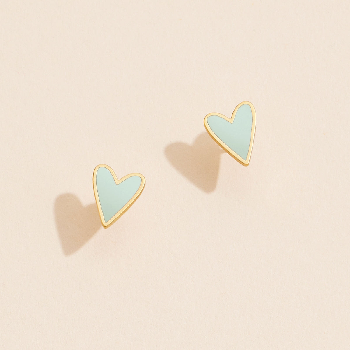 Enamel Heart 18K Gold-Plated Stud Earrings