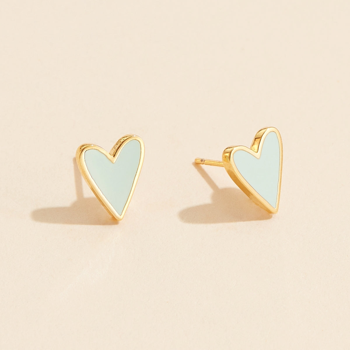 Enamel Heart 18K Gold-Plated Stud Earrings