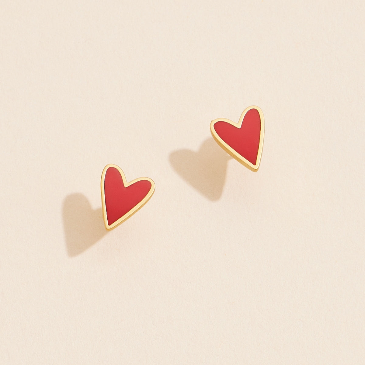 Enamel Heart 18K Gold-Plated Stud Earrings